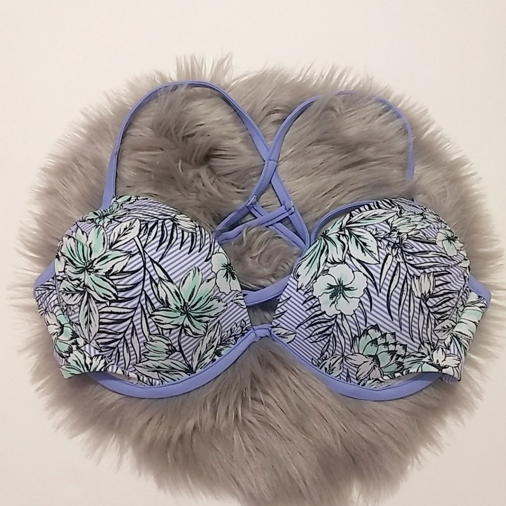 Xhilaration Floral Strappy Bikini Swimsuit Top L